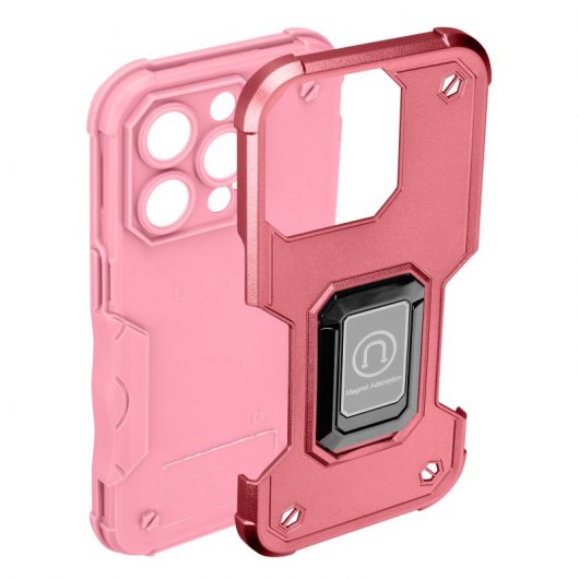 Avizar Funda Antigolpes Antideslizante con Anillo Metálico Rosa para iPhone 14 Pro Max