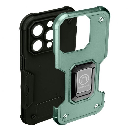 Avizar Funda Antigolpes Antideslizante con Anillo Metálico Verde para iPhone 14 Pro Max