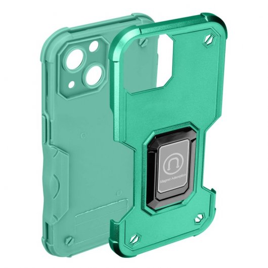 Avizar Funda Antigolpes Antideslizante con Anillo Metálico Turquesa para iPhone 14