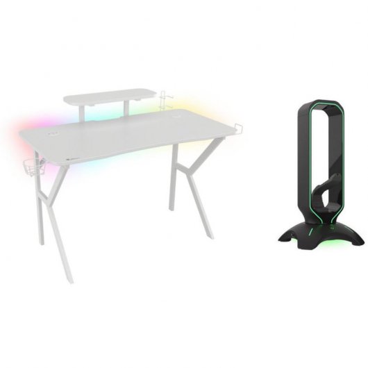 Genesis Holm 320 RGB Mesa Gaming Blanca + Vanad 500 Soporte Auriculares y Cable de Ratón con Hub USB
