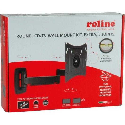 Roline Soporte Brazo Ajustable de Pared para Monitor LCD 10" a 40" VESA 200x200 Máx 25Kg