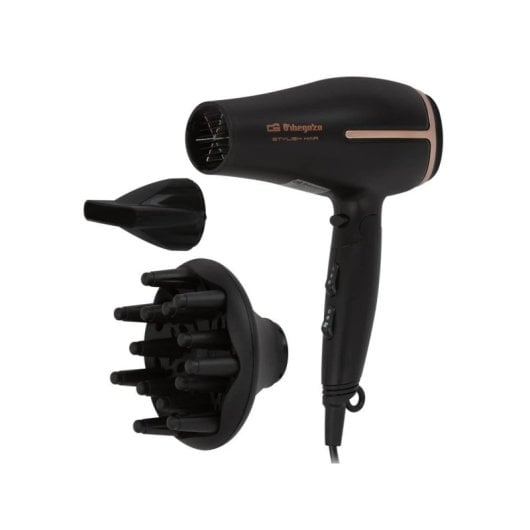 Secador de Cabelo Dobrável Orbegozo SE 2074 2000W 3 Temperaturas 2 Velocidades com Difusor Preto