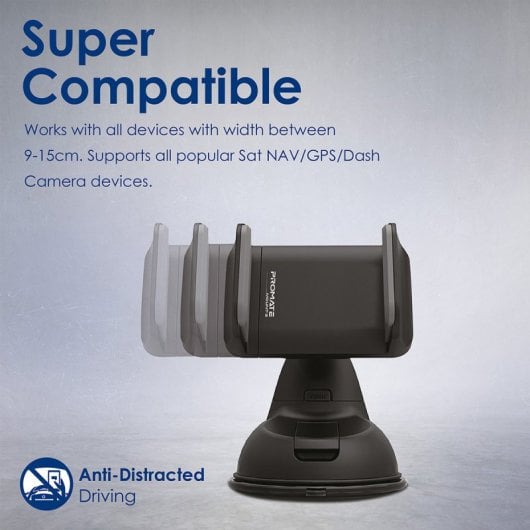 Support voiture antidérapant 360° Promate Mount-2 pour smartphone/GPS noir