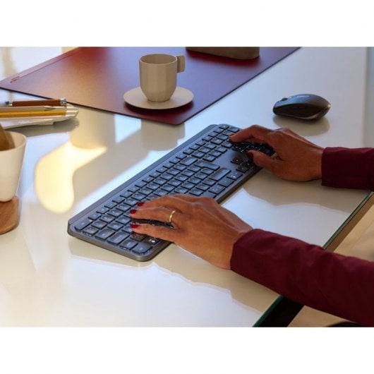 Logitech MX Keys For Business Kabellose Tastatur mit Hintergrundbeleuchtung, Graphit-Layout DE