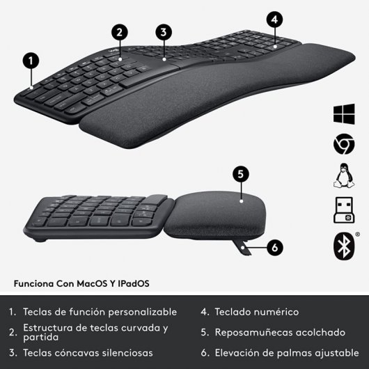 Logitech Ergo K860 For Business Teclado Inalámbrico Bluetooth Negro Layout FR