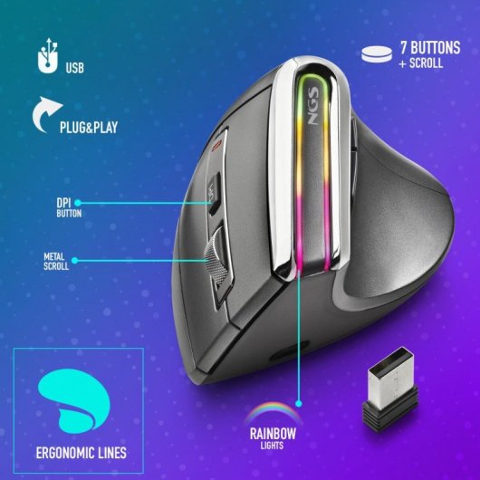 NGS EVO KARMA mouse Mano destra RF senza fili + Bluetooth Ottico 3200 DPI