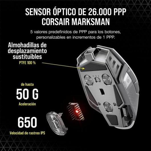 Corsair CH-9319511-EU2 souris Droitier RF sans fil Optique 26000 DPI