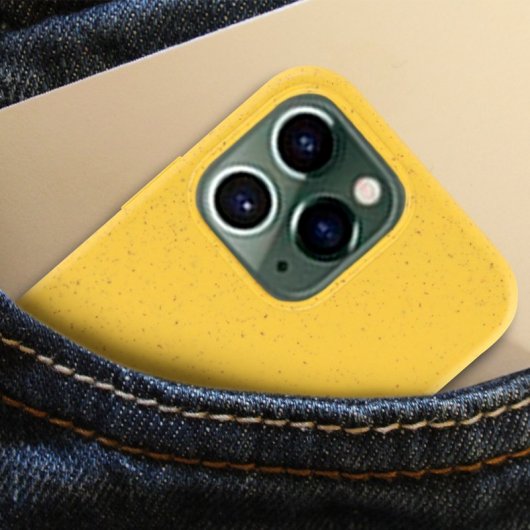 Estojo ecológico biodegradável amarelo legal para iPhone 14 Pro