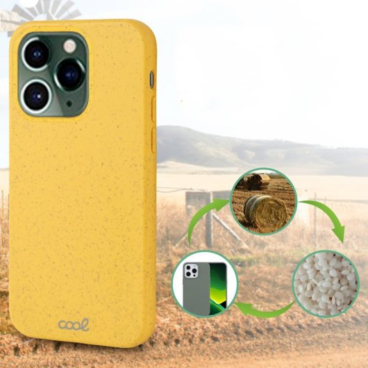 Estojo ecológico biodegradável amarelo legal para iPhone 14 Pro