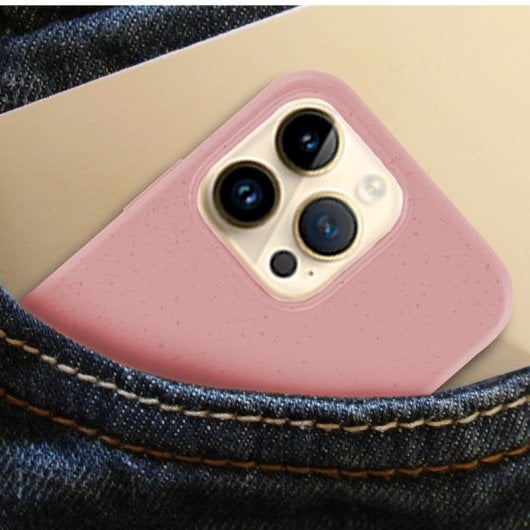 Coole, rosafarbene, biologisch abbaubare Öko-Hülle für das iPhone 14 Pro Max