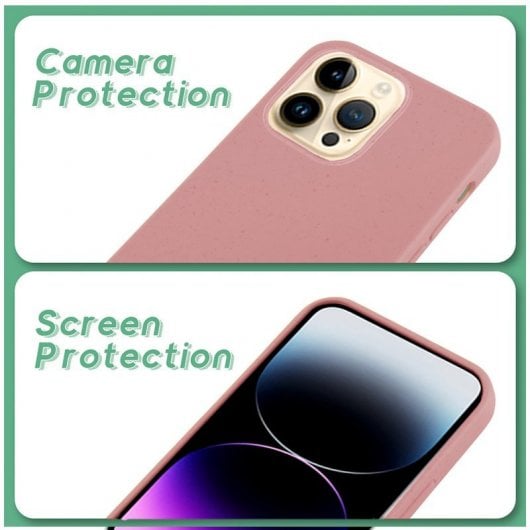 Coole, rosafarbene, biologisch abbaubare Öko-Hülle für das iPhone 14 Pro Max