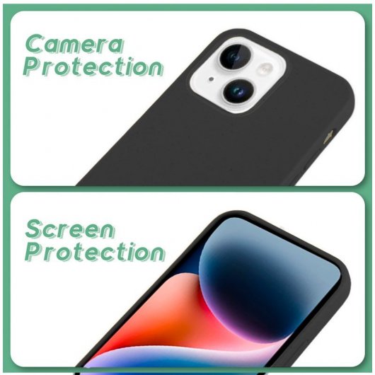 Coole schwarze, biologisch abbaubare Öko-Hülle für das iPhone 14 Plus