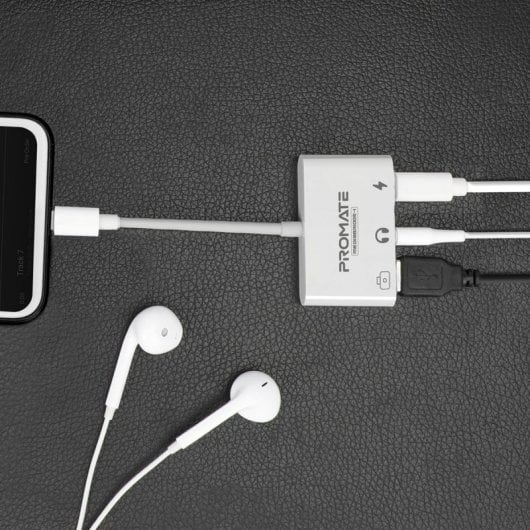 Promate MediaBridge-i Adaptador Lightning a USB 2.0/Jack 3.5 Blanco