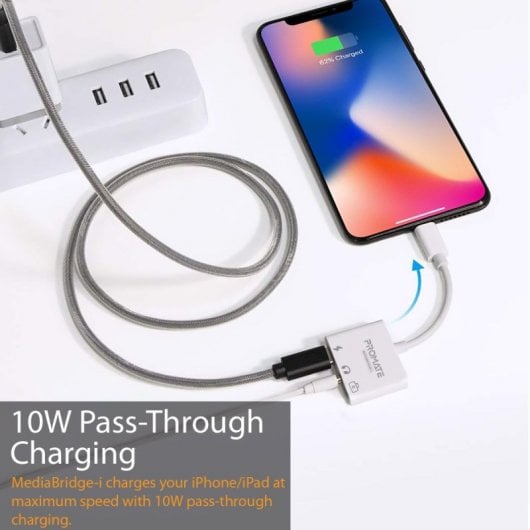 Promate MediaBridge-i Adaptador Lightning a USB 2.0/Jack 3.5 Blanco