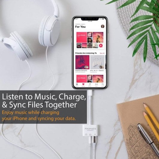 Promate MediaBridge-i Adaptador Lightning a USB 2.0/Jack 3.5 Blanco