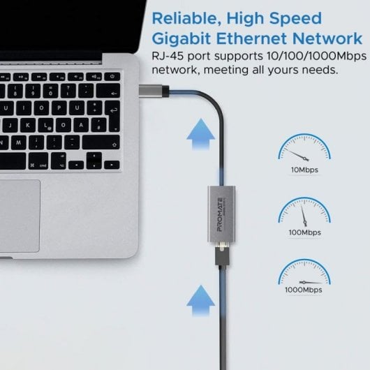 Promate GigaLink-C USB-C auf Ethernet Adapter - Grau