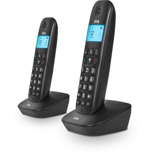 Telefono Fisso Senza Fili Pack Duo SPC Air Pro Nero Display Retroilluminato
