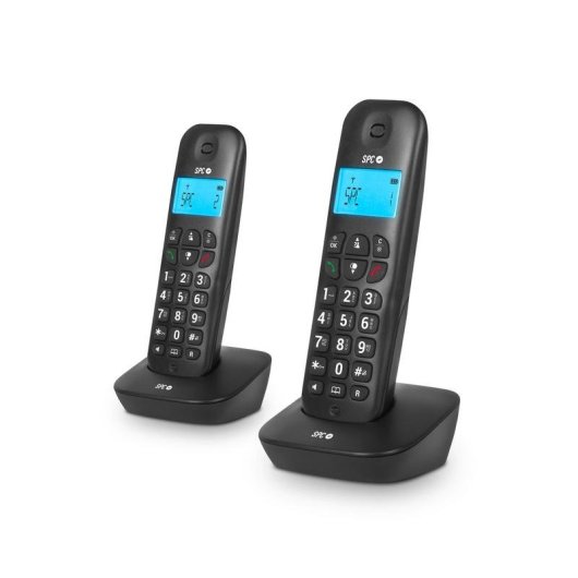 Telefono Fisso Senza Fili Pack Duo SPC Air Pro Nero Display Retroilluminato