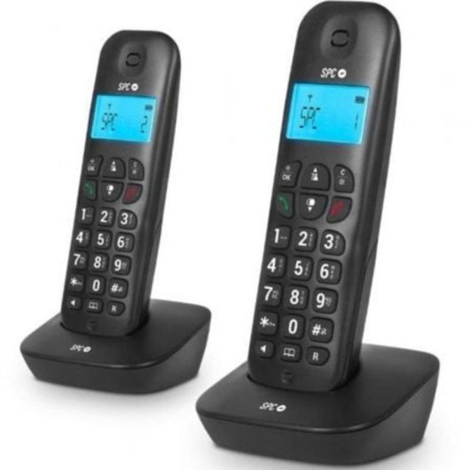 Telefono Fisso Senza Fili Pack Duo SPC Air Pro Nero Display Retroilluminato