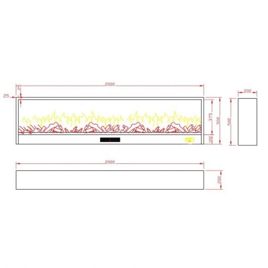 Sined Vesuvio Wand-Elektrokamin 1500W