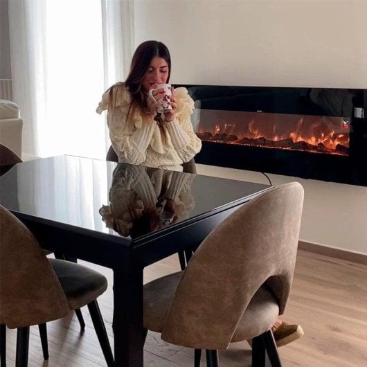 Cheminée Électrique Sined Caminetto Aprica 1500W Murale Télécommande Programmateur Hebdomadaire