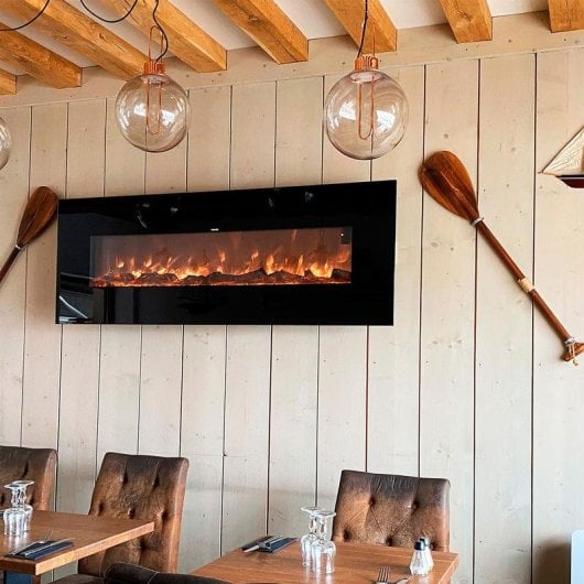 Cheminée Électrique Sined Caminetto Aprica 1500W Murale Télécommande Programmateur Hebdomadaire