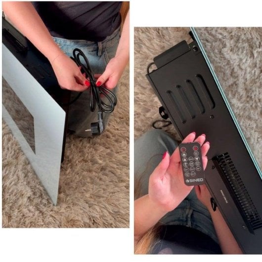 Cheminée Électrique Sined Caminetto Monte Bianco 1500W Murale Télécommande Programmateur