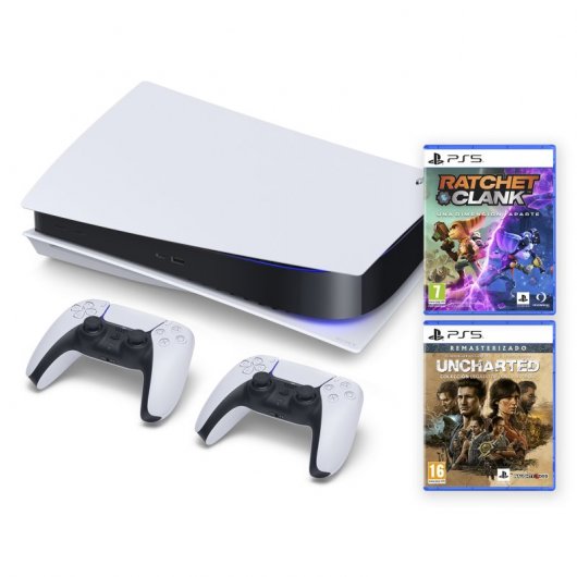 Sony PlayStation 5 + 2 DualSense + Ratchet & Clank + Uncharted: Colección Legado de los Ladrones