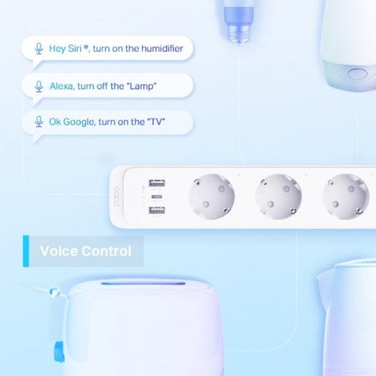 TP-Link Tapo P300 Regleta Inteligente WiFi 3 Tomas + 3 USB Carga Rápida Blanca