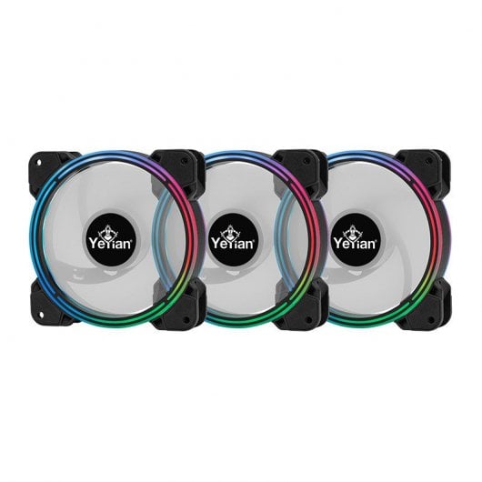 Yeyian Typhoon LII Master Kit 3 Ventoinhas ARGB 120mm Pretas + 2 Tiras LED ARGB + Controlador