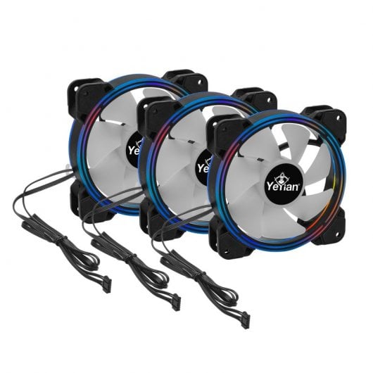 Yeyian Typhoon LII Master Kit 3 Ventoinhas ARGB 120mm Pretas + 2 Tiras LED ARGB + Controlador