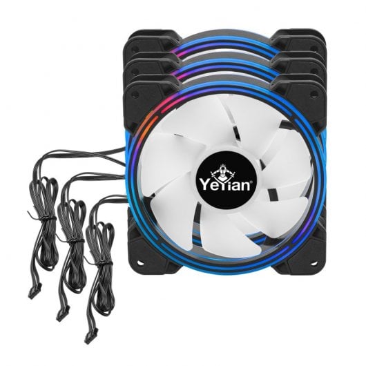 Yeyian Typhoon LII Master Kit 3 Ventoinhas ARGB 120mm Pretas + 2 Tiras LED ARGB + Controlador