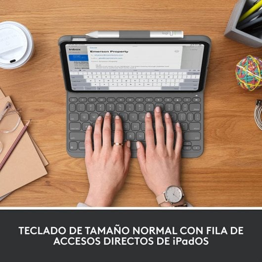 Logitech Slim Folio Gris Bluetooth QWERTY Espagnole