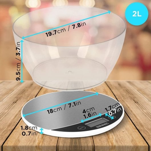 Bilancia da cucina digitale Duronic KS3000 con ciotola da 2 litri