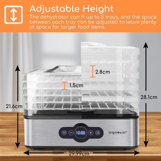 Aigostar Crispy Deshidratador de Alimentos 5 Bandejas 240W