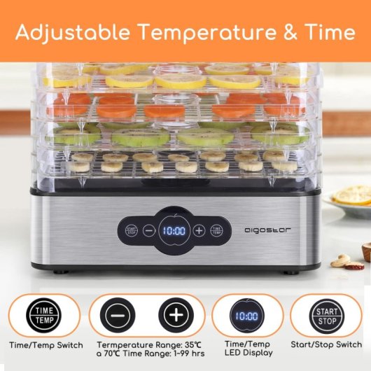 Aigostar Crispy Deshidratador de Alimentos 5 Bandejas 240W