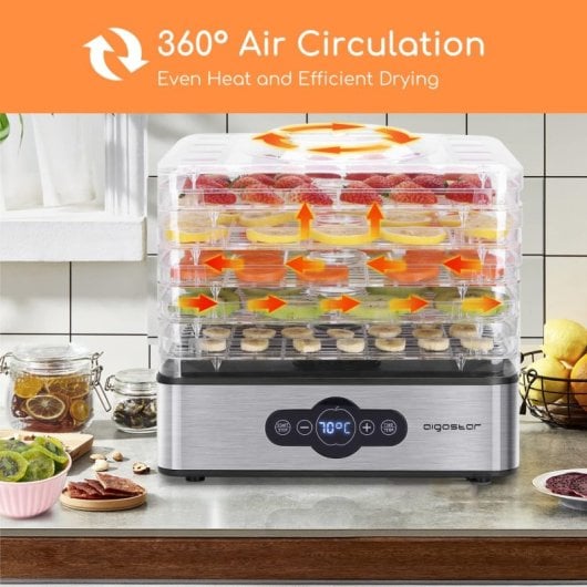 Aigostar Crispy Deshidratador de Alimentos 5 Bandejas 240W