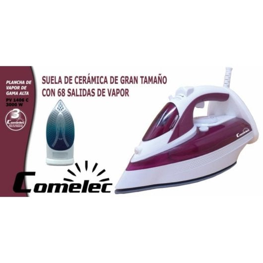 Ferro a Vapor Comelec PV1406 3000W Branco/Bordô Suela Cerâmica