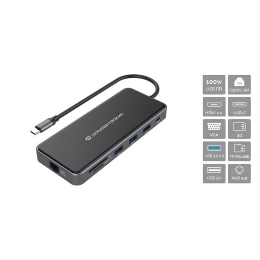 Conceptronic Dockingstation 12 in 1 USB 3.2 Gen 100W PD Multiport