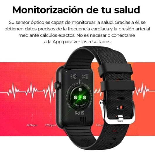 Ksix Tube Bluetooth 40mm Multitouch Display Schwarz IP67 SpO2 Herzfrequenz Schlaftracking