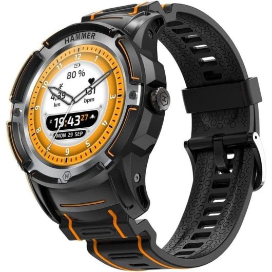 Hammer Watch Plus Bluetooth GPS 1.35" AMOLED Nero Resistenza Acqua IP68 SpO2 Frequenza Cardiaca