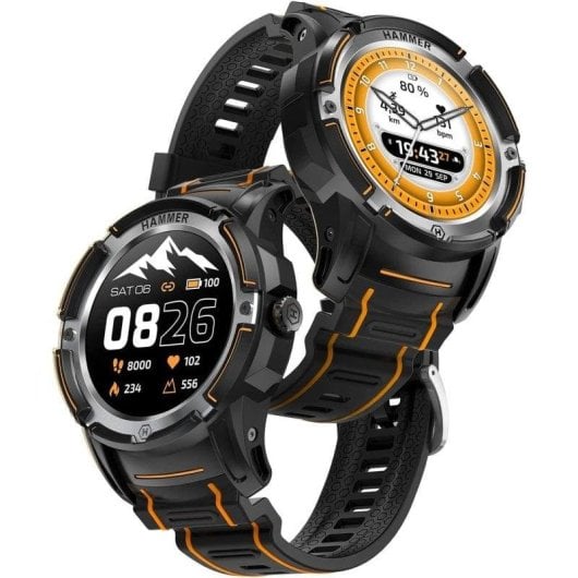Hammer Watch Plus Bluetooth GPS 1.35" AMOLED Nero Resistenza Acqua IP68 SpO2 Frequenza Cardiaca