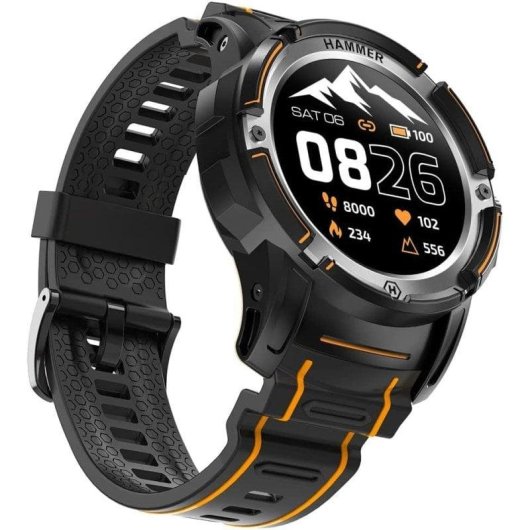 Hammer Watch Plus Bluetooth GPS 1.35" AMOLED Nero Resistenza Acqua IP68 SpO2 Frequenza Cardiaca