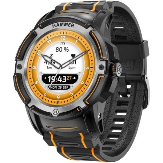 Hammer Watch Plus Bluetooth GPS 1.35" AMOLED Nero Resistenza Acqua IP68 SpO2 Frequenza Cardiaca