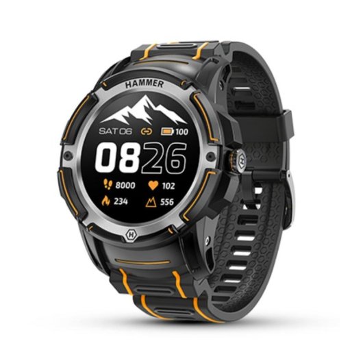 Hammer Watch Plus Bluetooth GPS 1.35" AMOLED Nero Resistenza Acqua IP68 SpO2 Frequenza Cardiaca