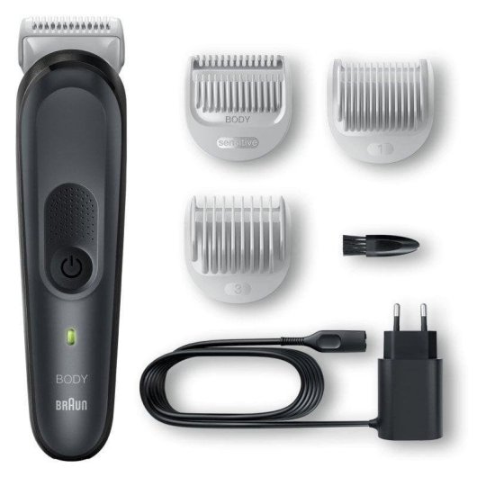 Bodygroomer Braun BG3340 Kabellos 80min Trockenrasur 3 Aufsteckkämme LED-Anzeige