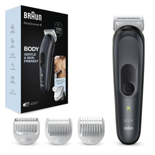 Bodygroomer Braun BG3340 Kabellos 80min Trockenrasur 3 Aufsteckkämme LED-Anzeige