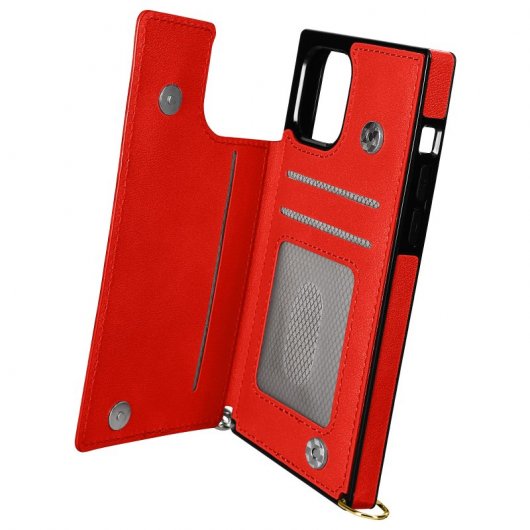 Avizar Funda Tarjetera con Correa Roja para iPhone 12 Pro Max