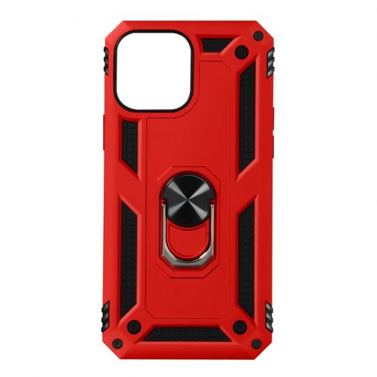 Avizar Funda Antigolpes 2 Materiales con Anillo Soporte Rojo para iPhone 13 Pro Max