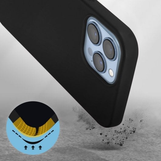 Coque en silicone souple Avizar avec finition noire Soft Touch pour iPhone 13 Pro